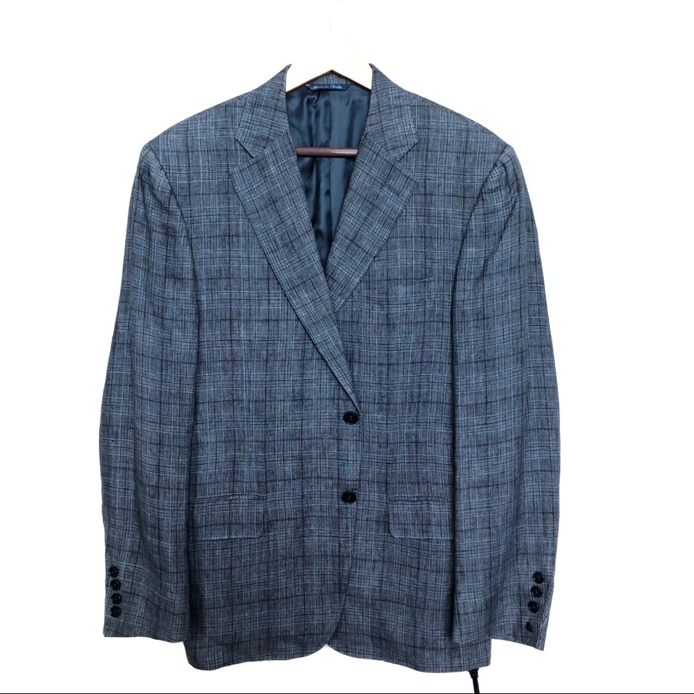 Canali luxury suit blazer in plaid blue/navy/grey